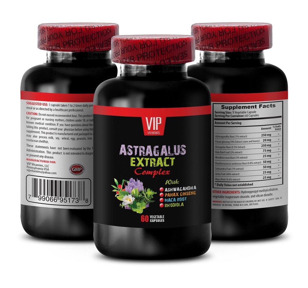 astragalus complex - ASTRAGALUS EXTRACT COMPLEX with Ashwagandha, Panax ginseng, Astragalus, Maca - holy basil capsules, astragalus immune support, astragalus extract capsules 1 Bottle 60 Capsules