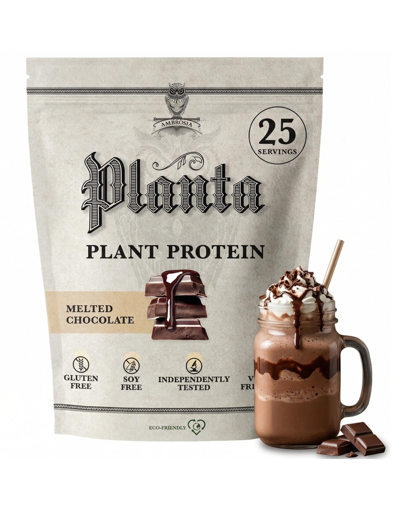 Ambrosia Plant Based Protein Powder 20g | Clean Vegan Pea Protein Powder | Gluten & Dairy Free, Keto Friendly, No Added Sugar | 25 Servings | Melted Chocolate