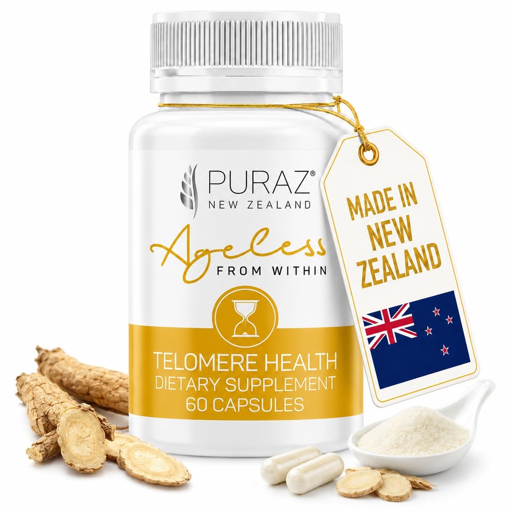 Telomere Supplements with Potent Astragalus Root Extract & Collagen - Advanced Formula for Telomere Lengthening, Anti-Aging Supplement, Longevity, DNA Repair & Antioxidant Defense - 60 Capsules