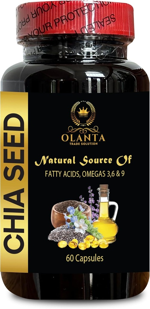 CHIA Seed Extract Oil - Organic Cold Pressed chia Seed Capsules, Chia Seed Oil Extract Capsules, chia Seed Oil Supplement, Metabolism Boost - 1 Bottle 60 Capsules