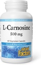 Natural Factors, L-Carnosine 500 mg, Supports Healthy Aging, Muscle and Brain Function, Dietary Supplement, 60 capsules (60 servings)