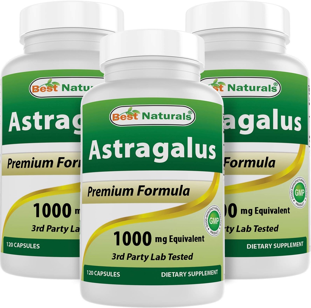 Best Naturals Astragalus Capsule, 1000 mg, 120 Count (Pack of 3)