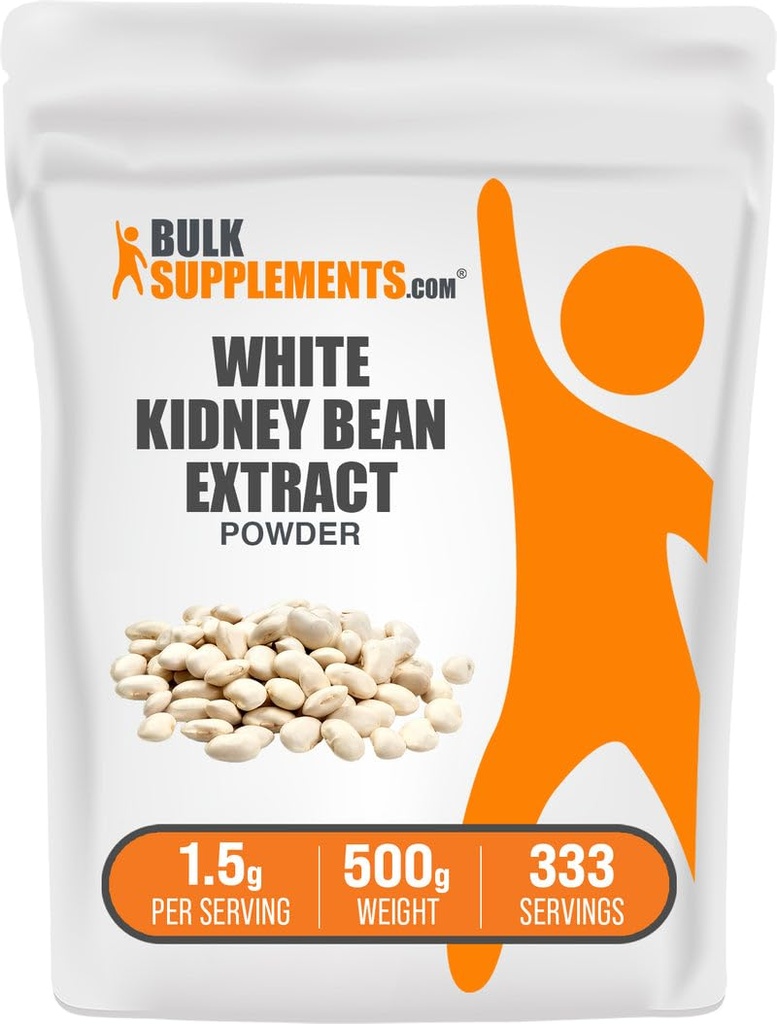 BulkSupplements.com White Kidney Bean Extract Powder - White Kidney Bean Powder - Herbal Supplement - Gluten Free, 1.5g per Serving, 500g (1.1 lbs) (Pack of 1)
