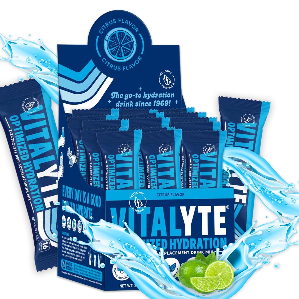 Vitalyte Electrolyte Powder Packets - Isotonic Clean Electrolyte Hydration Drink Mix - Single Serve Rehydration Packets with No Artificial Colors, Flavors or Sweeteners (Cool Citrus, Pack of 25)