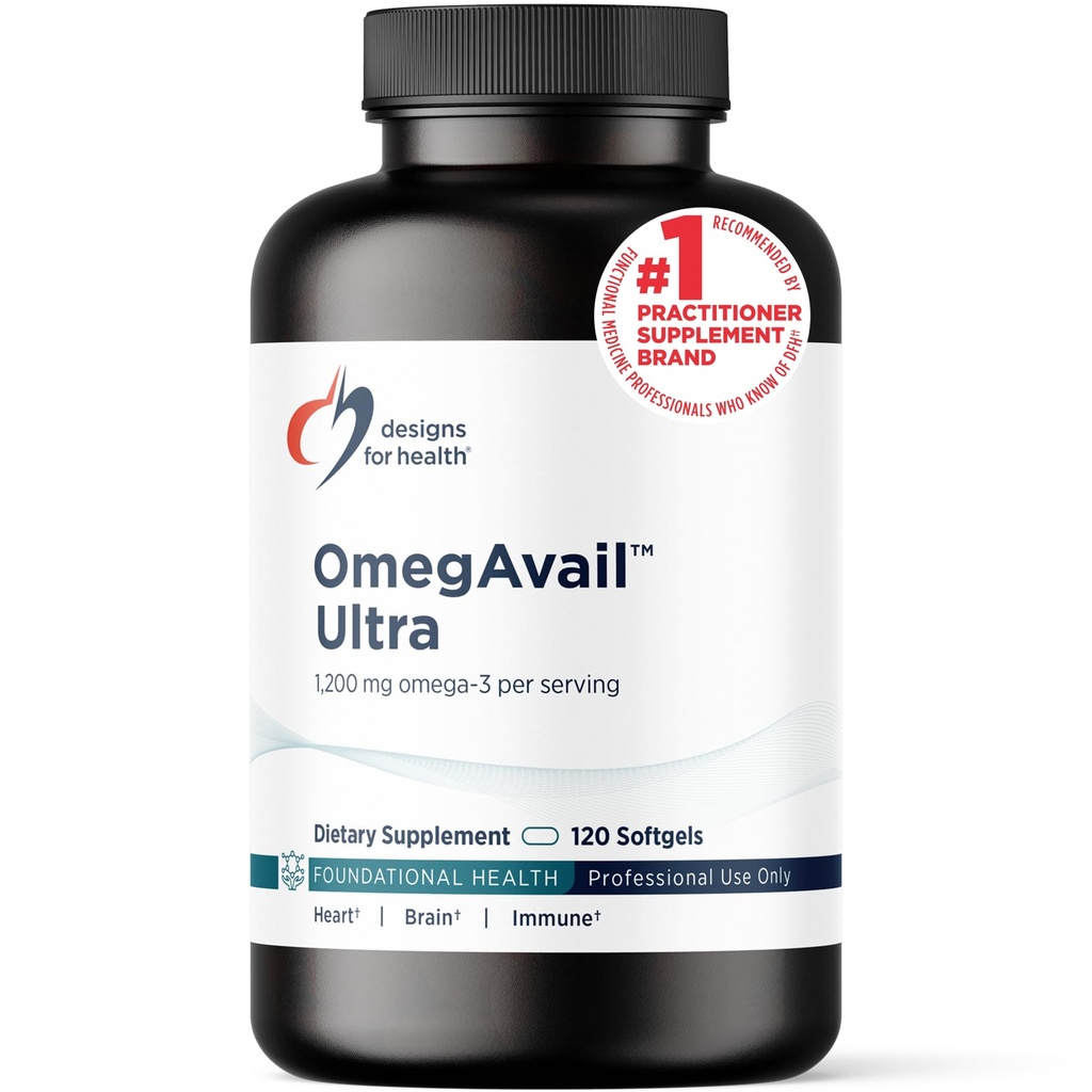 Designs for Health OmegAvail Ultra TG Fish Oil 1200mg - Triglyceride Form Omega 3 Fish Oil Supplement with DHA/EPA - No Fishy Aftertaste (120 Softgels)
