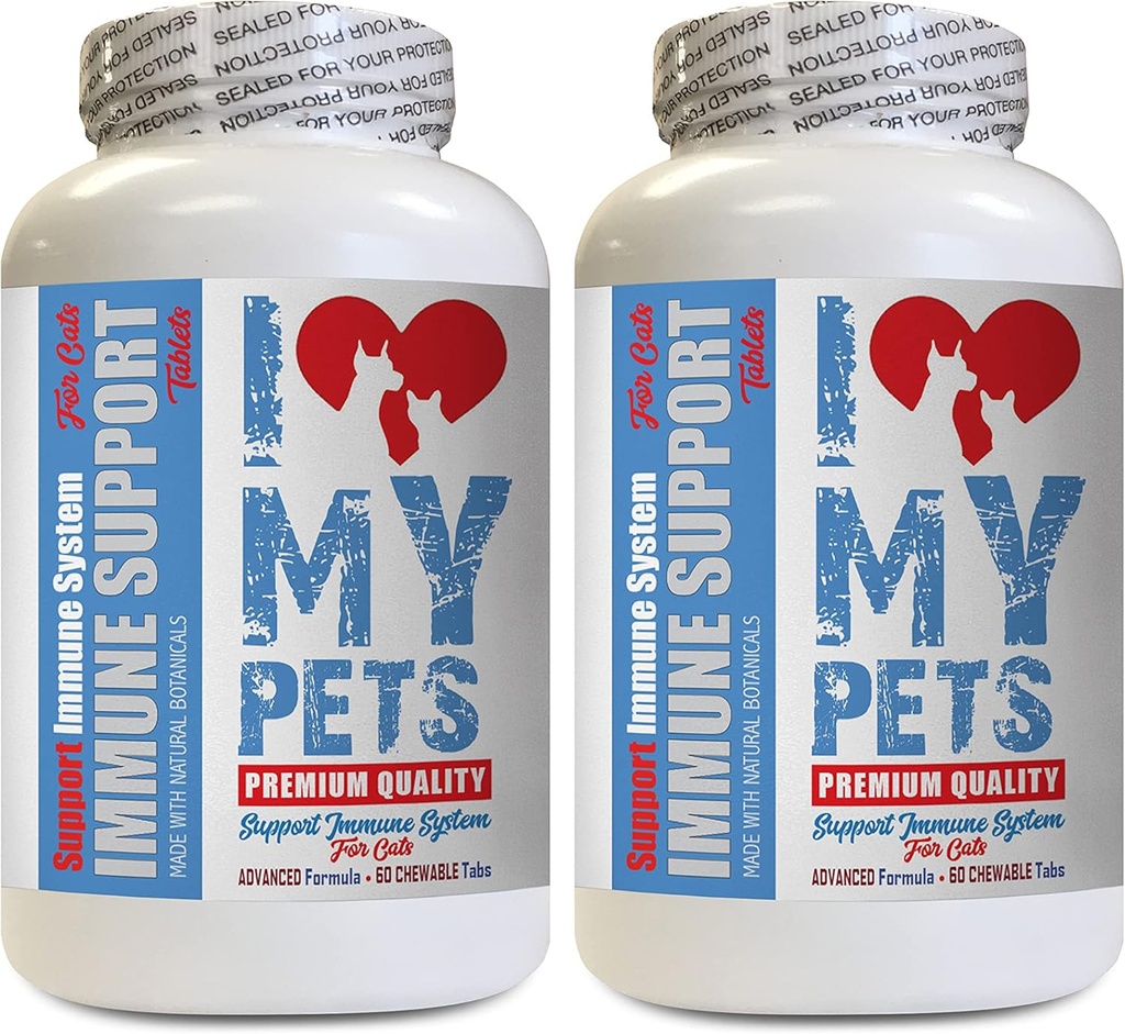 I LOVE MY PETS LLC Allergy Relief for Cats - CAT Immune Support - Booster - Healthy Supplement - Milk Thistle for cat - 120 Treats (2 Bottles)