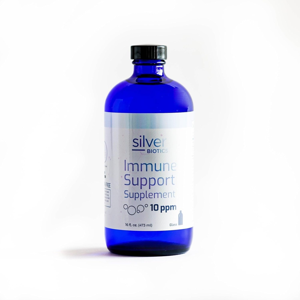 Silver Biotics Multivalent SilverSol Technology Ag₄O₄ 10 PPM Immune Support | Bio-Hacking Immune Building Natural Support (16 Fl Oz Glass Bottle)
