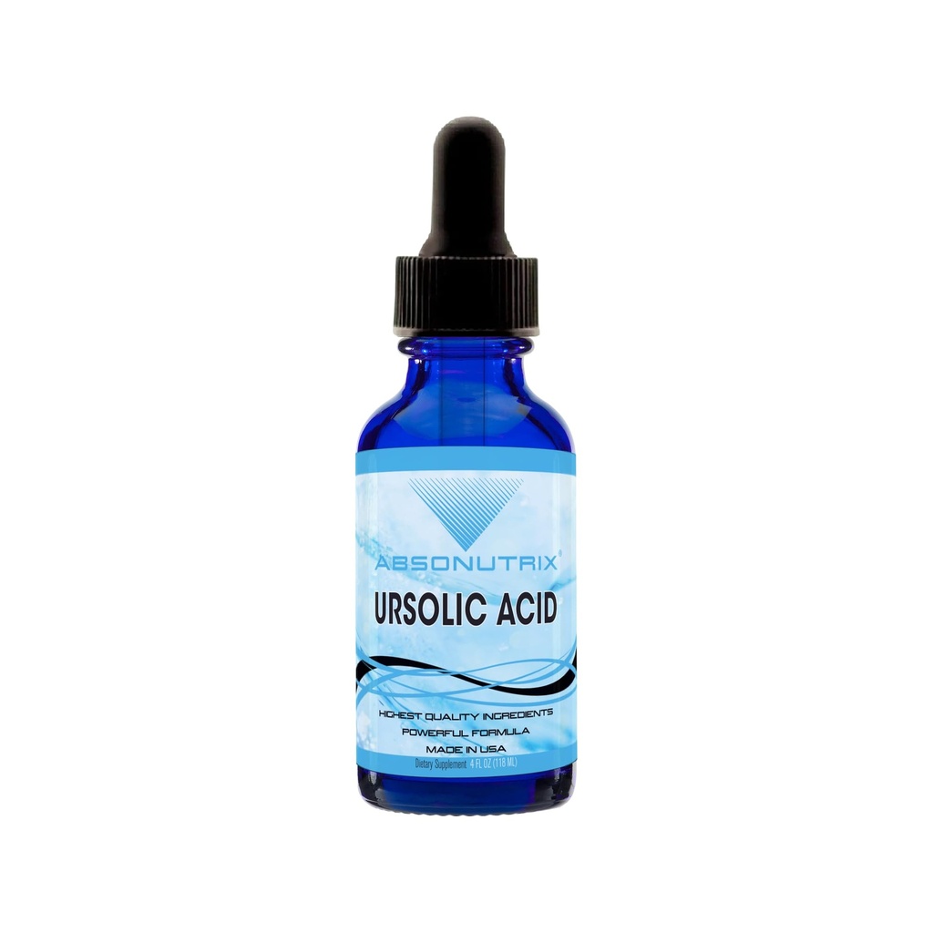 Ursolic Acid 590mg, 4 Fl Oz Bottle, 200 Highly Potent Servings, High Bioavailability, Quick Absorption, Third-Party Tested, GMP-Certified, Non-GMO, Cruelty-Free Products, Made in USA