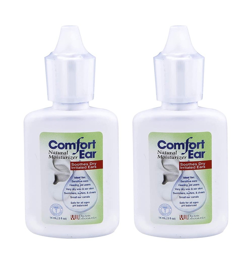 Westone Comfort Ear Natural Ear Drops for Itchy Ears, Ear Ache Drops Adults & Kids | Earwax Aid for Dry Ears | Personal Comfort for Hearing Aid, Swimmers, and Ear Itch Relief for Humans | Pack of 2