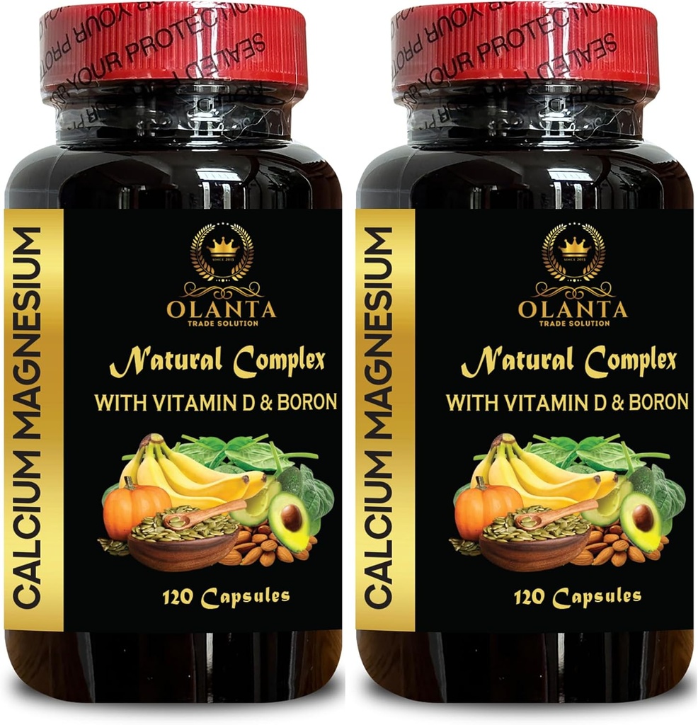 Calcium Magnesium Complex - Calcium Supplement, Manganese Citrate, Minerals for Bone Support, Phosphorus Levels, Immunity Support, Muscle Healthy Supplement with Vitamin D - 2 Bottles 240 Capsules