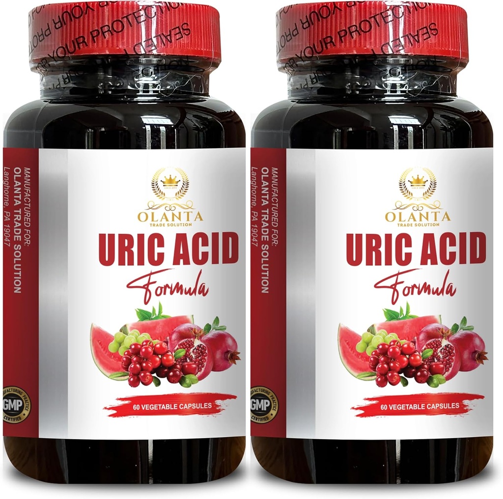 URIC Acid - Support Healthy Uric Acid Level, Tart Cherry Extract Capsules for Men and Women, Uric Acid Support Formula, Non-GMO - 2 Bottles 120 Capsules