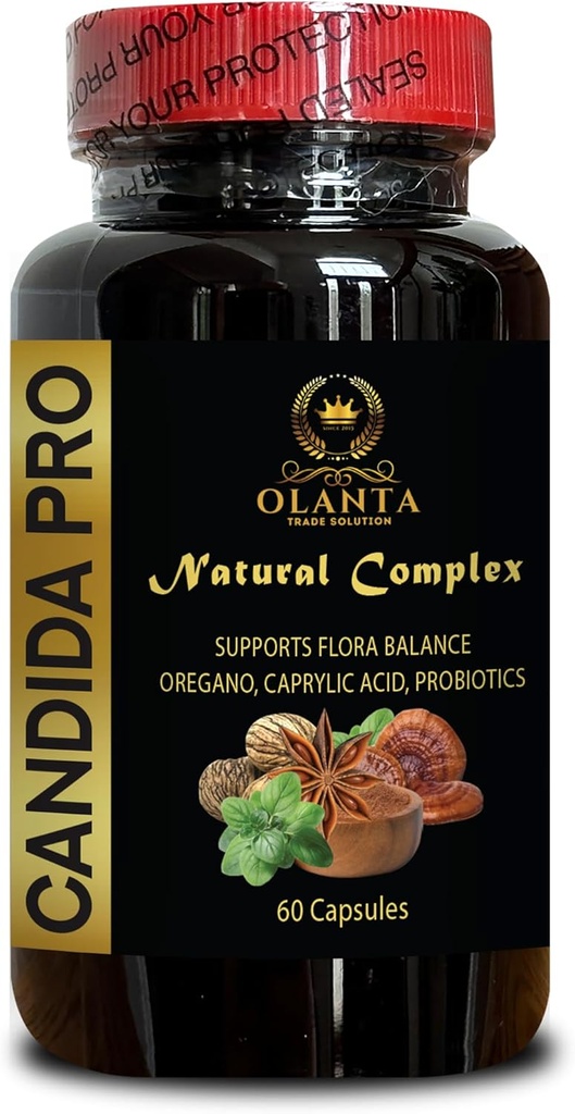 Candida PRO Complex - Candida Cleanse, Digestive aid, Stomach Health Supplement to Aid Balanced Gut, Oregano Leaf Powder, Caprylic Acid - 1 Bottle