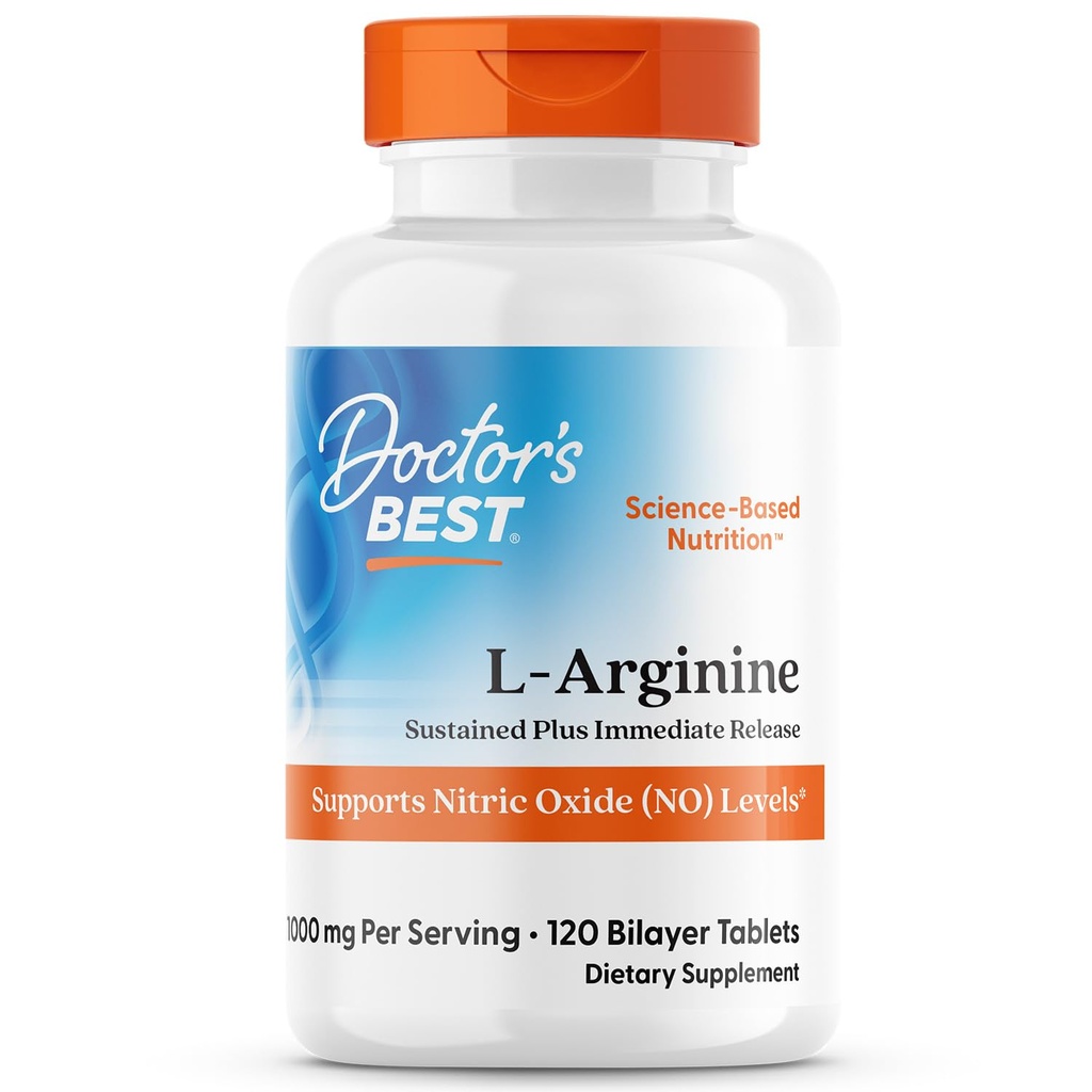 Doctor's Best Sustained Plus Immediate Release L-Arginine 500mg, 120 Bilayer Tablets