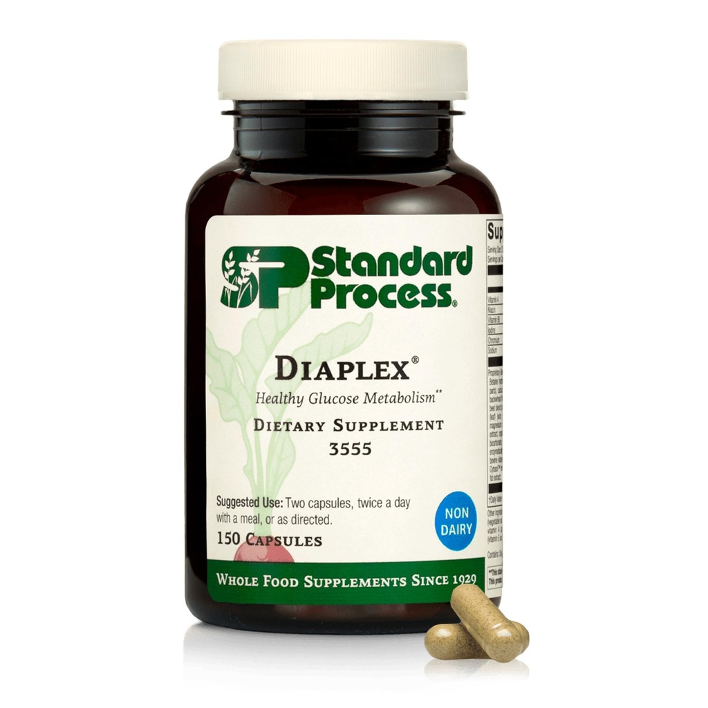 Standard Process Diaplex - Supplement for Pancreas & Gallbladder Support - Contains Chromium & Antioxidant Vitamin A - Non-Dairy - 150 Capsules (75 Servings)