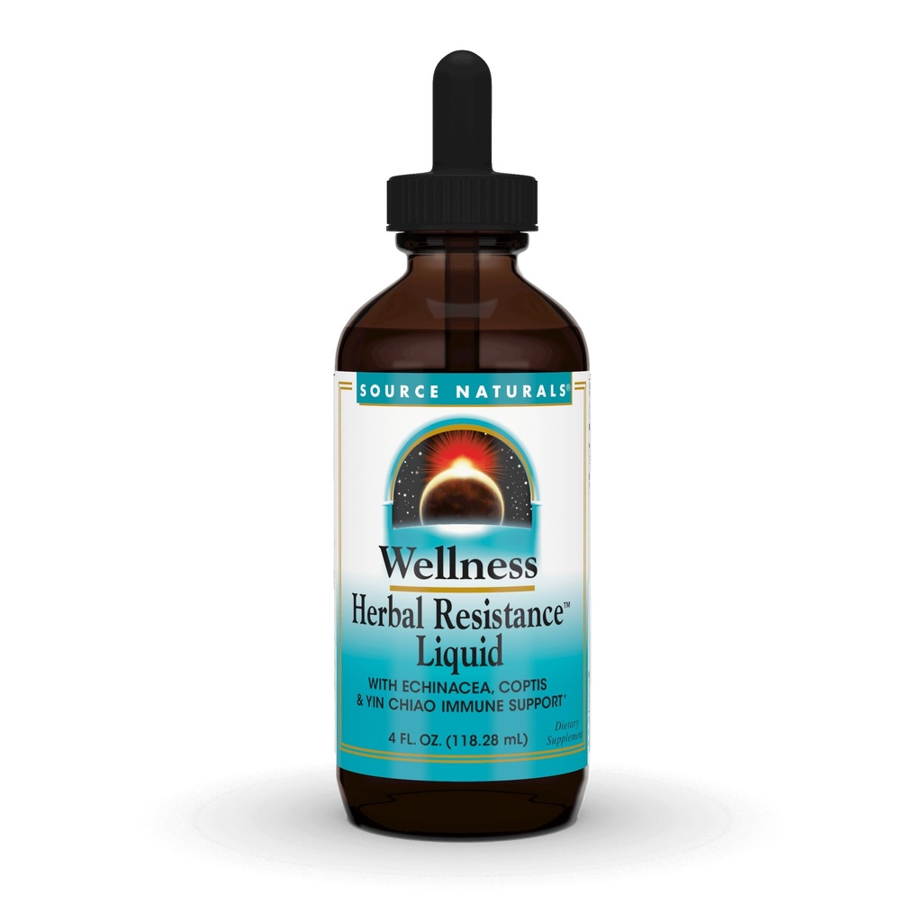 Source Naturals Wellness Herbal Resistance Liquid Immune Defense Supplement and Immunity Booster with Echinacea, Elderberry and Yin Chiao - 4 Fluid Oz