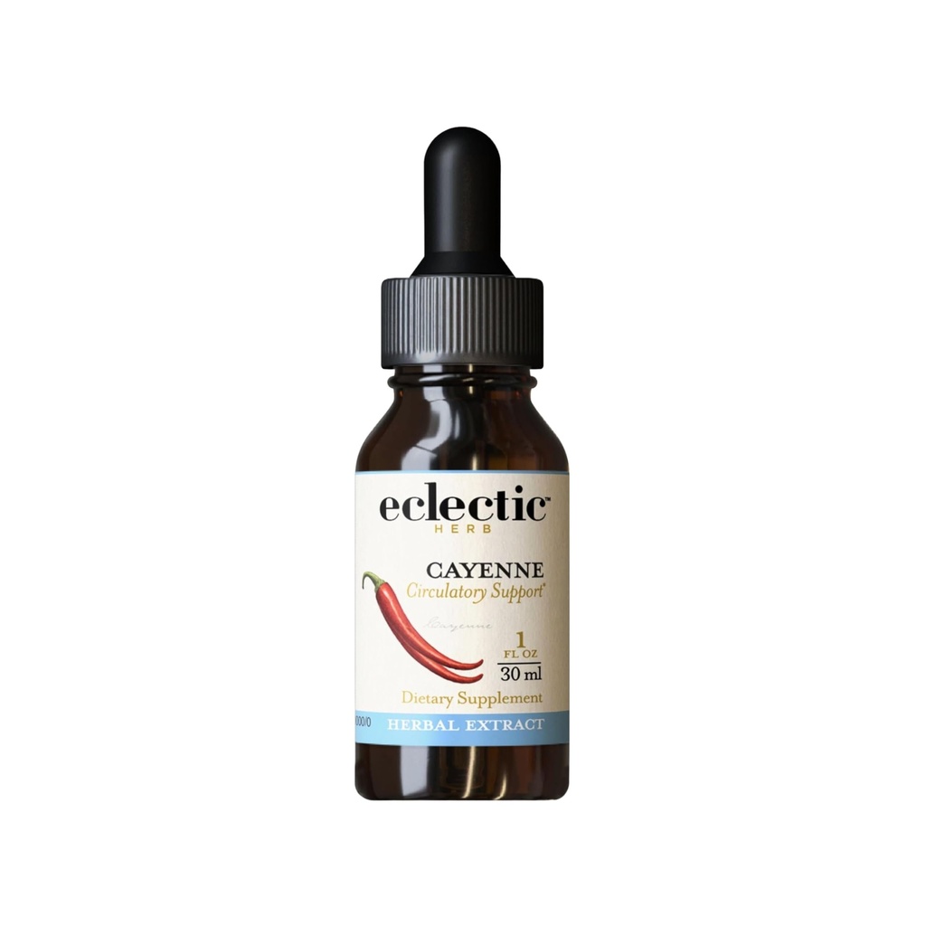 Eclectic Herb - Cayenne Extract | Circulatory Support | Liquid Herbal Supplement | Vegan, Non-GMO, Gluten-Free (1 fl oz | 30 ml)