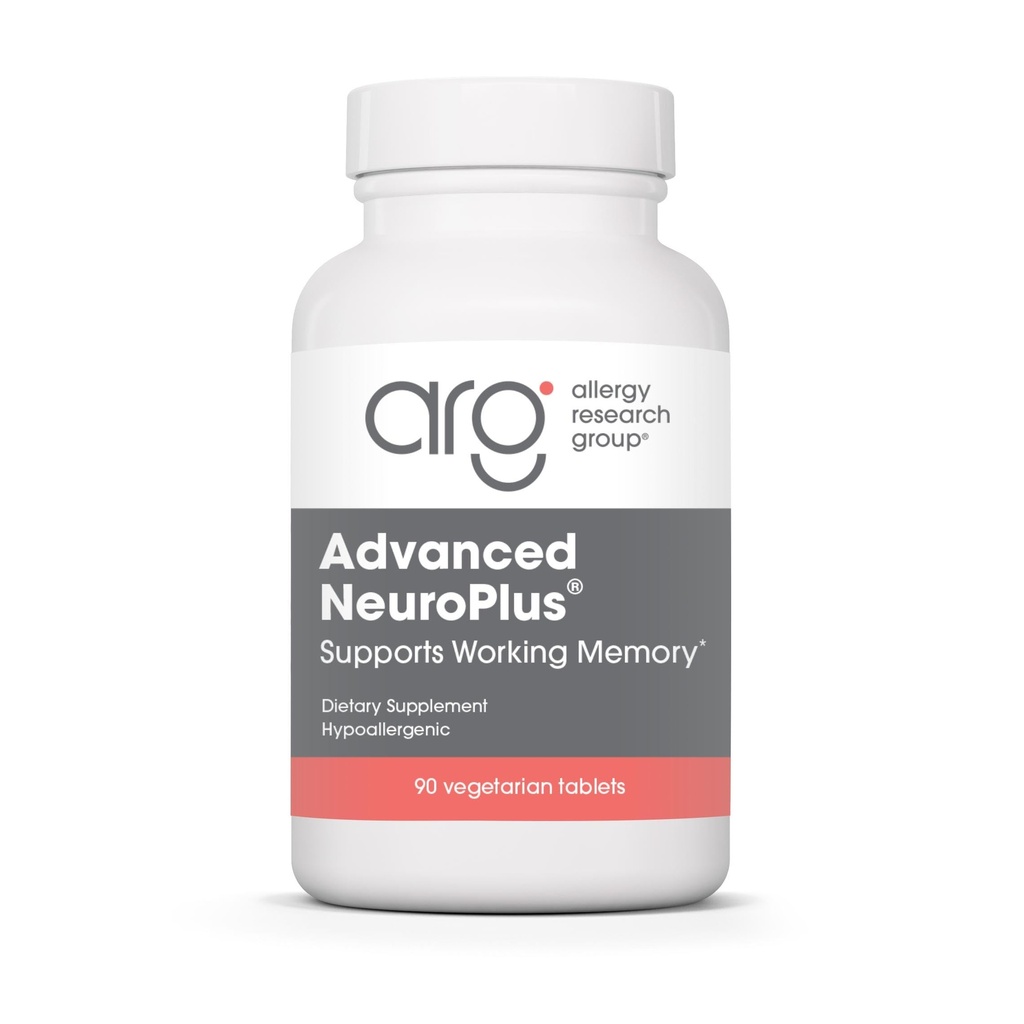 Allergy Research Group Advanced NeuroPlus - Nootropic Formula with Spearmint Extract, Lions Mane & Citicoline - Supports Working Memory Focus & Cognitive Function - 30 Servings - 90 Tablets