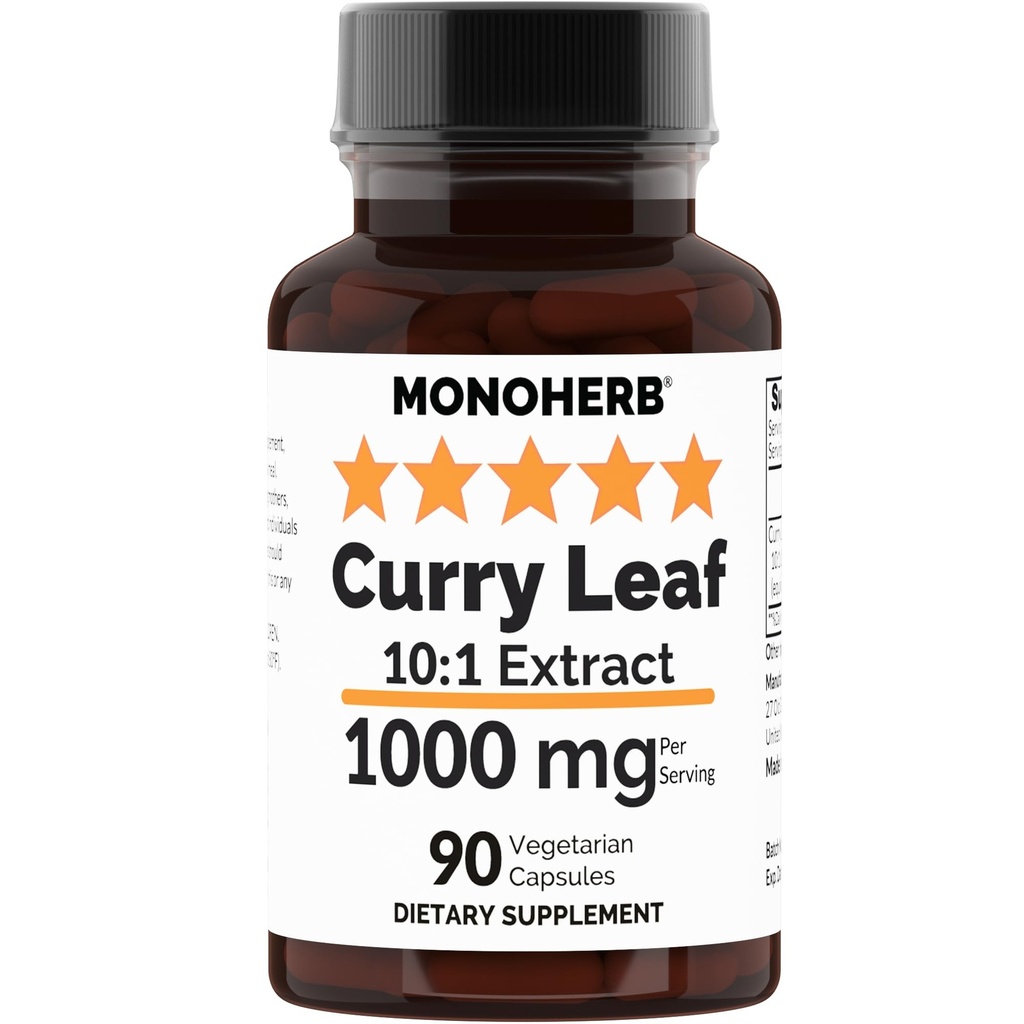 MONOHERB Curry Leaf 10:1 Extract - 1000 mg per Serving - Serving Size: 2 Capsules - 45 Servings per Bottle