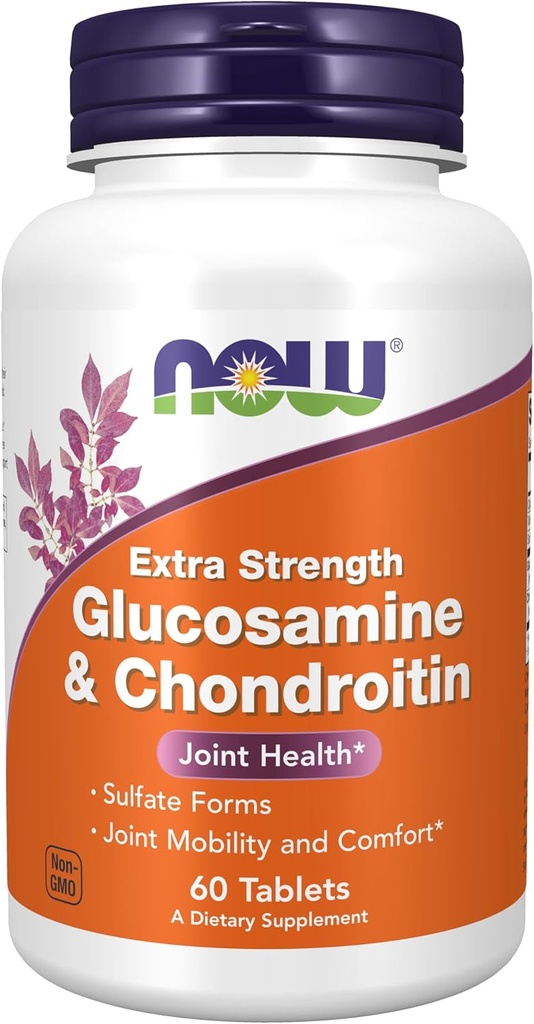 NOW Foods Supplements, Glucosamine & Chondroitin Extra Strength, Sulfate Forms, 60 Tablets