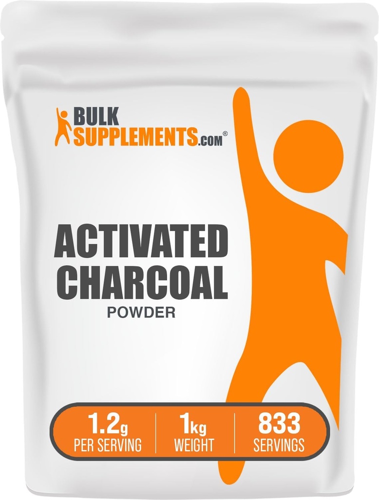 BulkSupplements.com Activated Charcoal Powder - from Coconut Charcoal, for Teeth Whitening - Vegan & Gluten Free, 1.2g per Serving, 1kg (2.2 lbs) (Pack of 1)