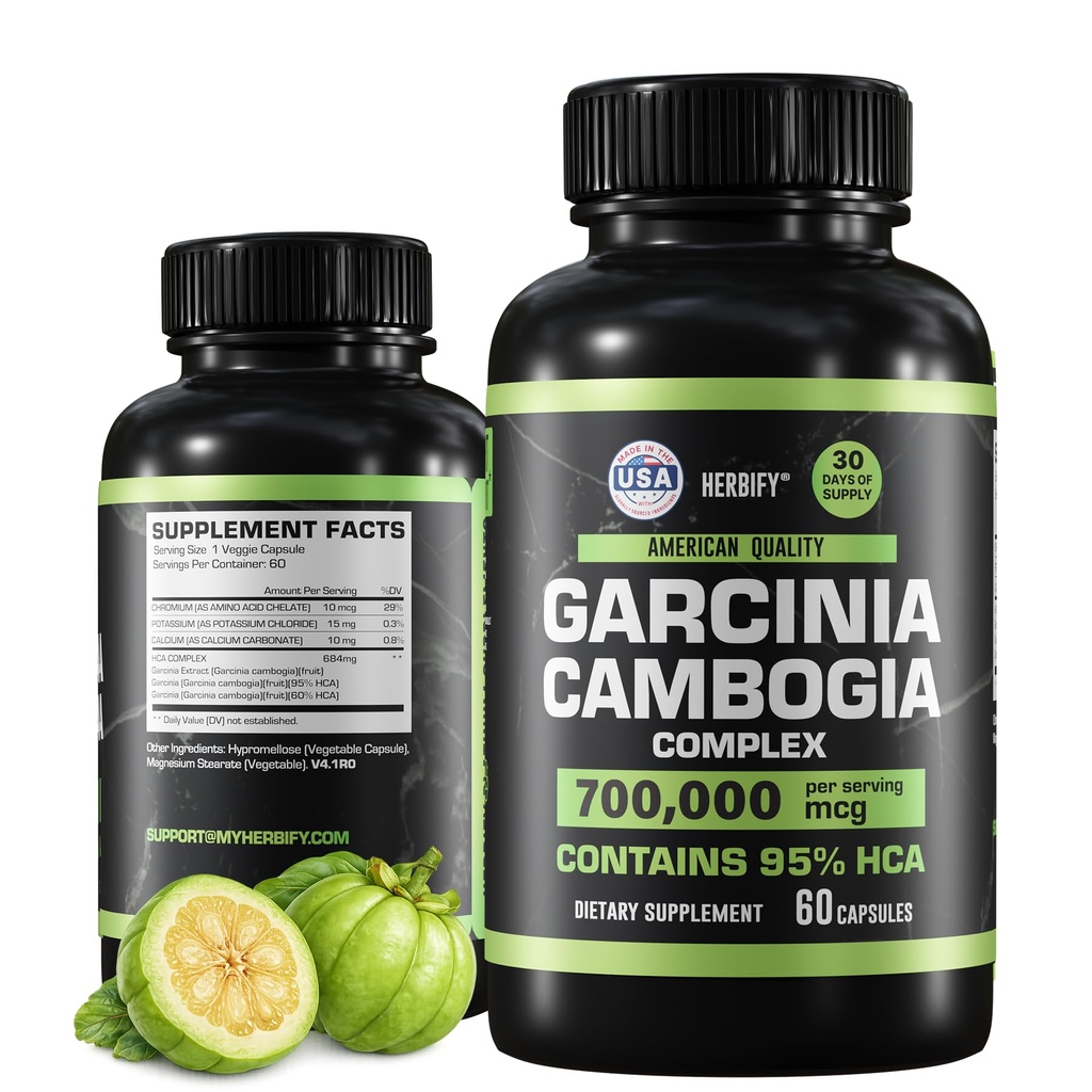 Garcinia Cambogia Wellness Support Supplement for Women & Men - Herbal Extract with Antioxidant Properties - Energy Booster for Daily Vitality and Digestive Support - 60 Count
