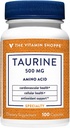 The Vitamin Shoppe Taurine 500MG, A Free Form Amino Acid, Antioxidant That Supports Cellular and Cardiovascular Health with Vitamin B6, Brain and Memory Support (100 Capsules)