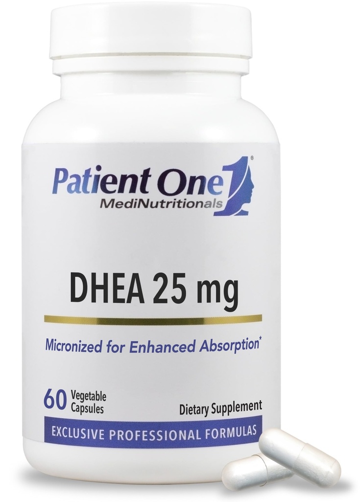 Patient One DHEA 25 mg | Supplement to Support Positive Mood, Energy Levels, and Endocrine Health* | Micronized for Enhanced Absorption | 60 Capsules