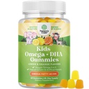 Kids DHA Omega 3 Gummies - Fatty Acids Omega 3 6 9 for Brain, Immune Strength & Vision - Nutritional DHA for Kids for Healthy Nervous System & Focus Support - Fish Free, Vegan & Non-GMO - 60 Chews