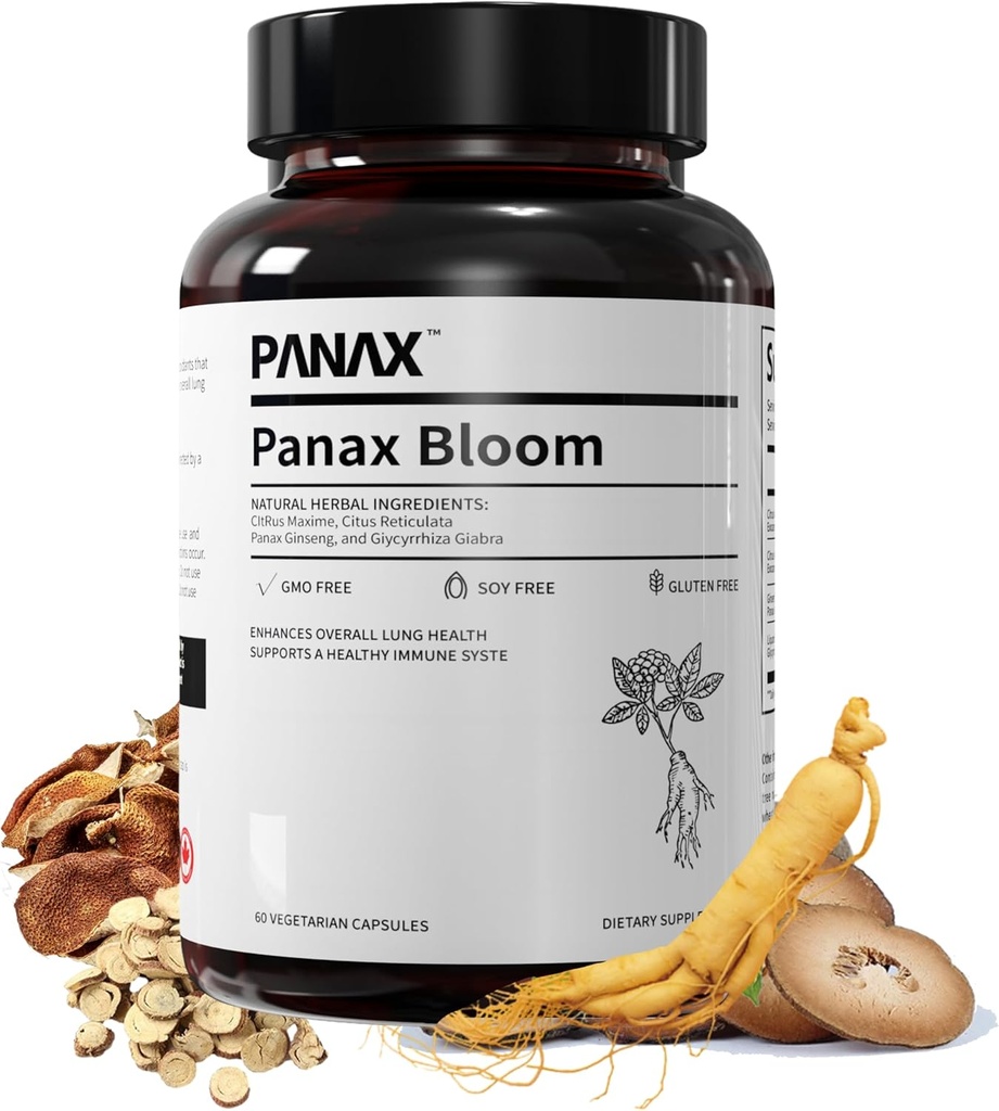 Natural Herbal Ingredients Capsules | Enhance Overall Lung Health, Support A Healthy Immue System | Ginseng, Citri Maxima, Citri Reticulata, & Liquorice | 60 Vegetarian Capsules