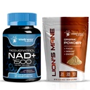 WELLNESS LABSRX NAD+ Supplement Capsules 1500mg - Lions Mane Powder 2000mg | Bundle