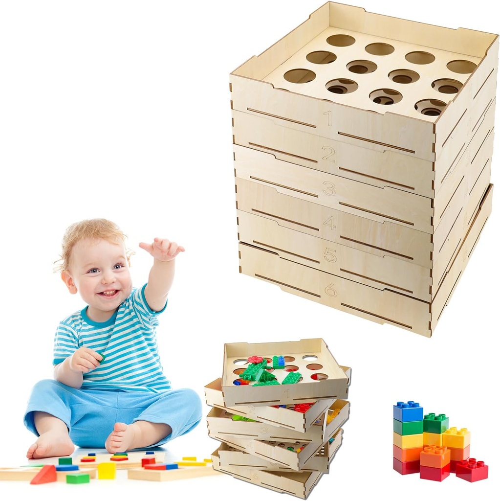 Abnaok 6 Trays Sorter Sifter Box Used for Lego, 5 Different Size Lego Blocks Sorting Boxes Storage Sorter Brick for Lego Blocks, Gift for legoLover for Teens and Adults