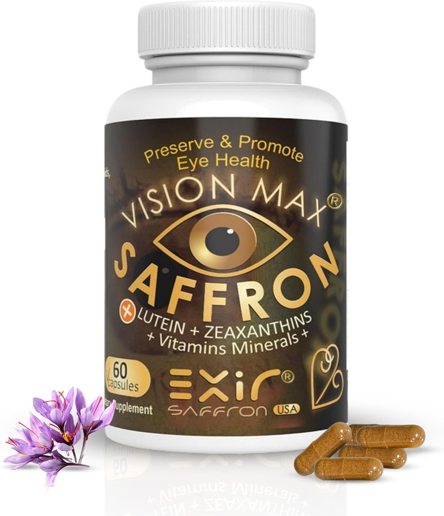 Vision Max Eye Vitamins Dietary Supplement - Supports Vision, Ocular & Macular, Helps Eyes Filter Blue Light, 60 Capsules