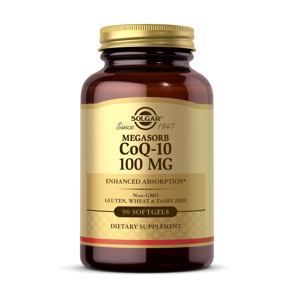 Solgar Megasorb CoQ-10 100 mg, 90 Softgels - Supports Healthy Aging - Coenzyme Q10 Supplement - Enhanced Absorption - Non-GMO, Gluten Free, Dairy Free - 90 Servings