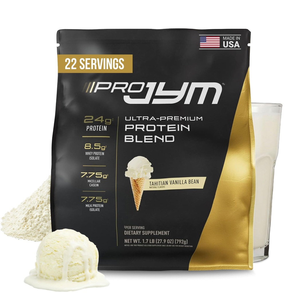 JYM Supplement Science Pro JYM Tahitian Vanilla Protein Powder - Whey Protein Isolates, Casein, & Milk Protein, Lean Muscle Building for Men & Women, 22 Servings