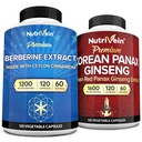 Nutrivein Premium Korean Panax Ginseng Supplement & Berberine Supplements Bundle: High-Absorption Berberine Complex & Genuine Red Ginseng Bundle for Daily Clarity, Vitality, & Wellness