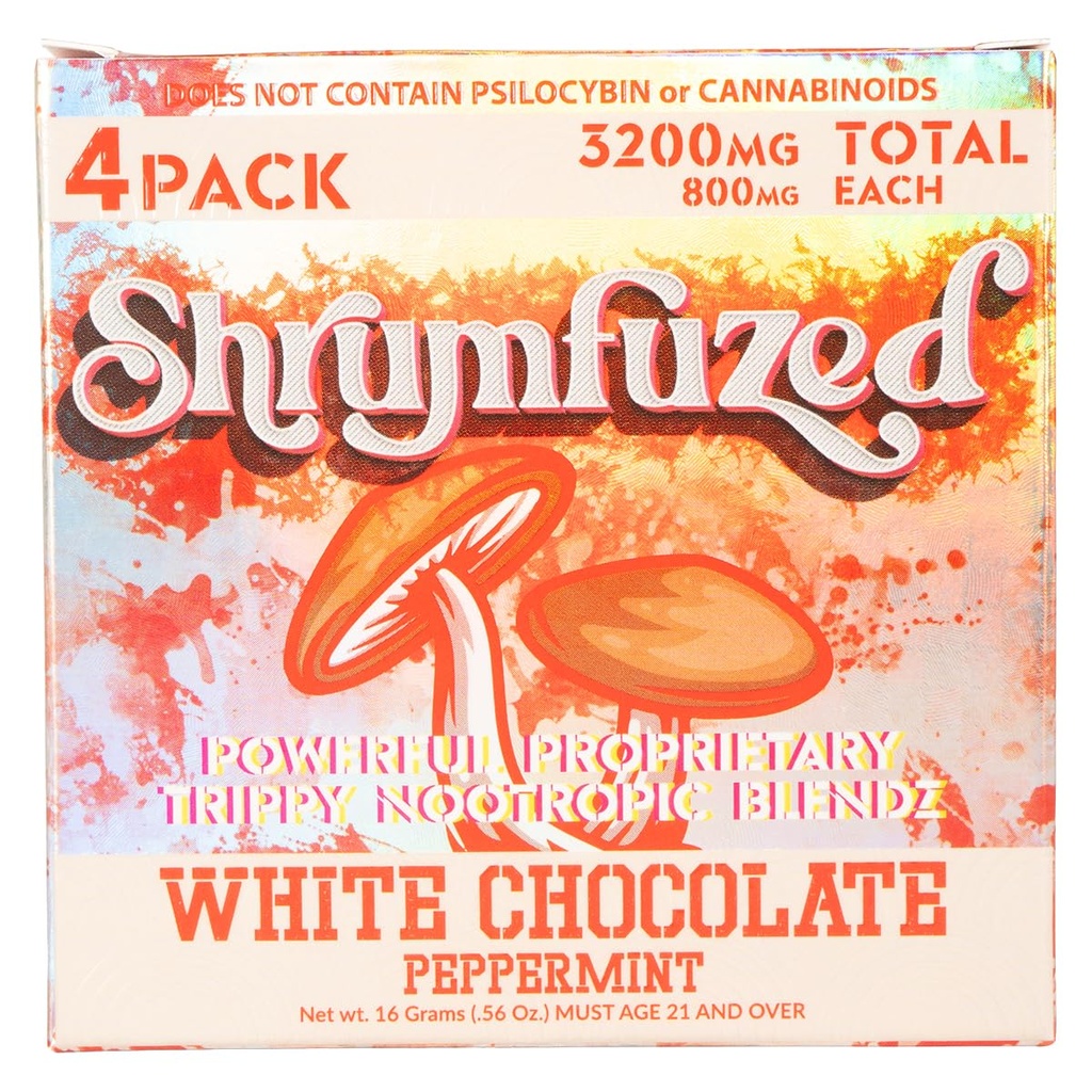 Shrumfuzed - Proprietary Nootropic Gummy 3200mg - Lion's Mane, Reishi, Chaga, and Cordycep Nootropic Mushroom Blend (4, White Chocolate Peppermint)