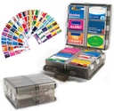 Large Pill Organizer with Medicine Labels, Pill Dispenser 12-Compartment Travel Medication Storage Case, 7-Day Pill Box for Vitamins & Supplements (Grey, 161 Labels)