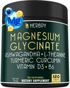 Herbpy 6in1 Restful Day and Night Supplement with Magnesium Glycinate, Vitamin D3, B6, L-Theanine, Ashwagandha and Turmeric Root - Brain, Heart and Digestive Health Support - 120 Vegan Capsules