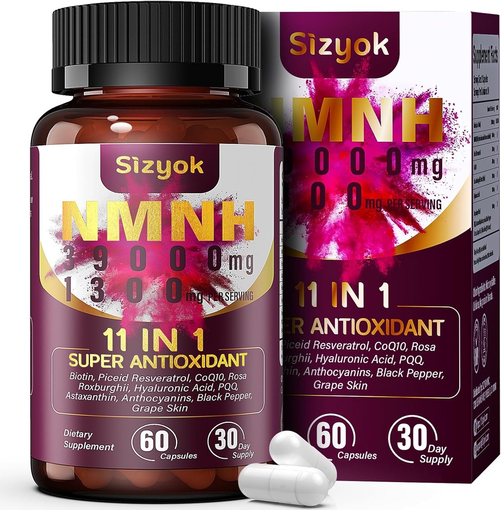 11-in-1 NMNH (Dihydronicotinamide Mononucleotide), 600mg per Serving, NAD+ Supplement with Resveratrol, CoQ10 to Support NAD+ Levels, NMNH Supplement for Anti-Aging, 60 Count, 30 Day Supply-112