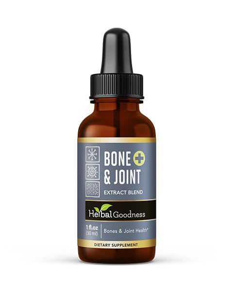Herbal Goodness Bone and Joint Liquid Extract 1oz - Organic Bone and All Joint Health, Muscle Support, Knee Discomfort with Calcium, Magnesium, Glucosamine and Chondroitin for Men and Women -1 btl