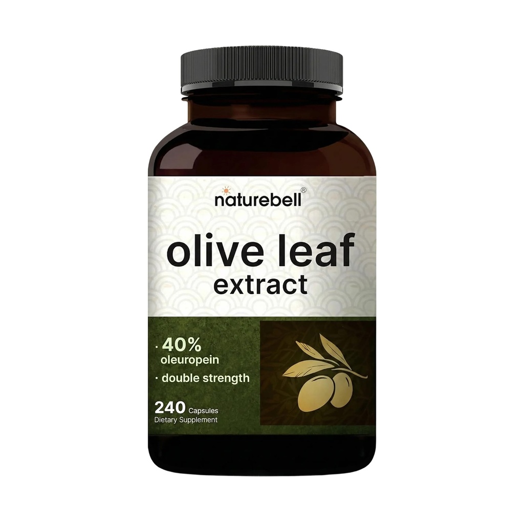 NatureBell Olive Leaf Extract - 240 Capsules - High Strength 50:1 Concentrated Extract with Oleuropein - Immune, Heart & Circulation Support*