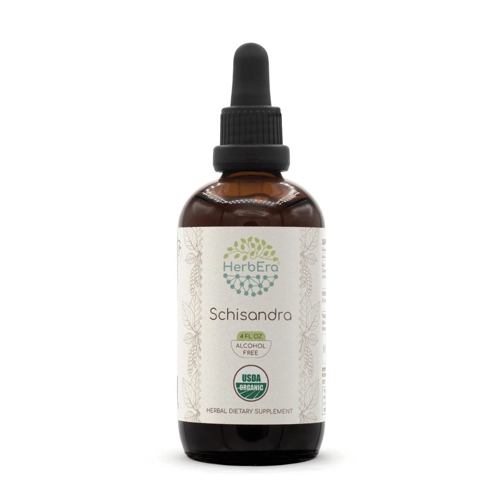 HerbEra USDA Organic Schisandra Alcohol-Free Liquid Extract Tincture – Mood & Stress Support, Schisandra Chinensis Dried Berry, Calm & Relaxation Drops, Vegan (4 fl oz)