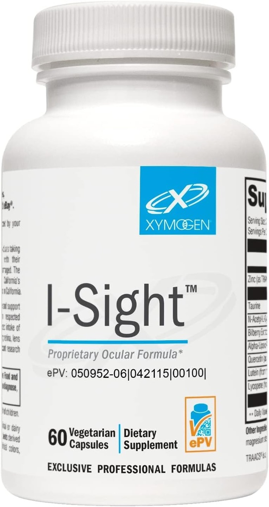 XYMOGEN I-Sight - Supports Healthy Eye Structure and Function - Helps Protect Macula, Retina + Lens Integrity with NAC, ALA, Lutein, Lycopene, Bilberry Extract, Quercetin (60 Capsules)