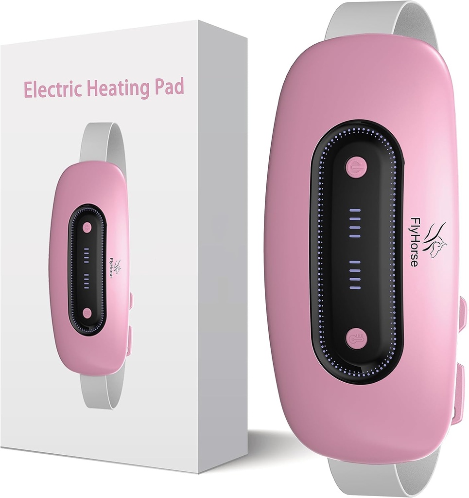 Electric Heating Pad, Portable Cordless Menstrual Heating Pad with 4 Heat Levels and 4 Massage Modes, Fast Large Heating Belly Wrap Belt for Cramps, Back Pain Relief Gifts for Women Girls Her (Pink)