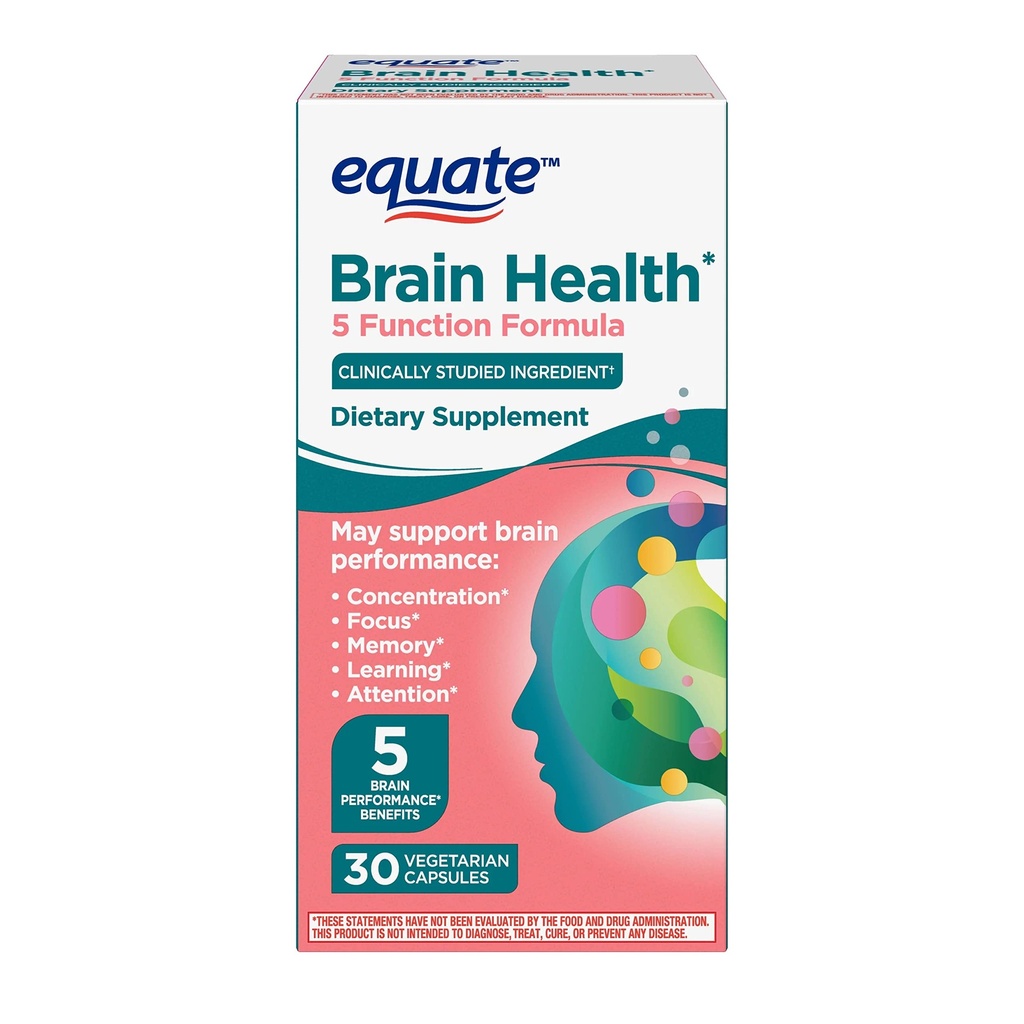 Convergence Equate Brain Health 5 Function Formula Capsules Dietary Supplement, 30 CountWith Decaffeinated Coffee Fruit Extract and clinically Studied phosphatidylserine