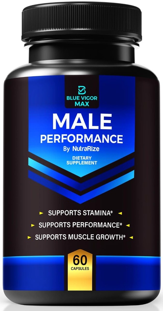 Blue Vigor Max Pills for Men, All-Natural Formula for Male Fitness and Stamina, Premium Capsules for Daily Nutrition, Performance & Energy, Official Supplement for Man Reviews (60 Capsules)