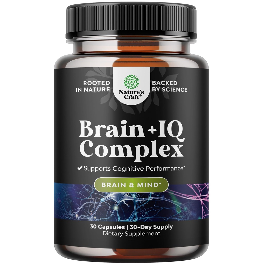 Nootropic Memory Supplement for Brain Support - Memory Pills for Brain Boost and Natural Energy Booster - Vitamin B12 Bacopa Monnieri Rhodiola Rosea DMAE Ginkgo Biloba Phosphatidylserine - 60 Count