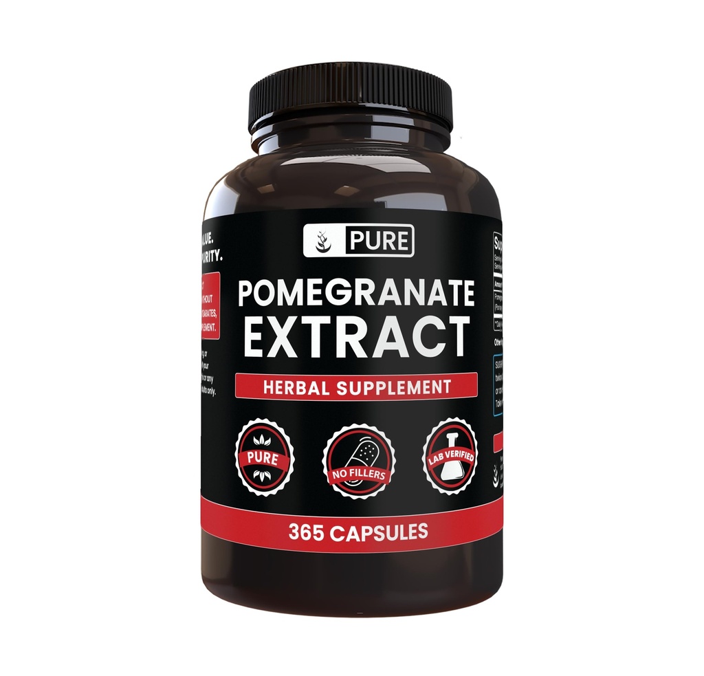 PURE ORIGINAL INGREDIENTS Pomegranate Extract (365 Capsules) No Magnesium Or Rice Fillers, Always Pure, Lab Verified
