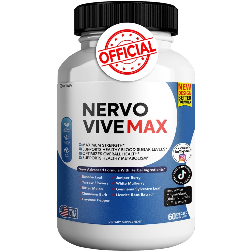 Nervovive Max - Brain Support Supplement Enhance Memory & Focus Clear Brain Fog & Boost Cognitive Function 60 Natural Capsules (1)