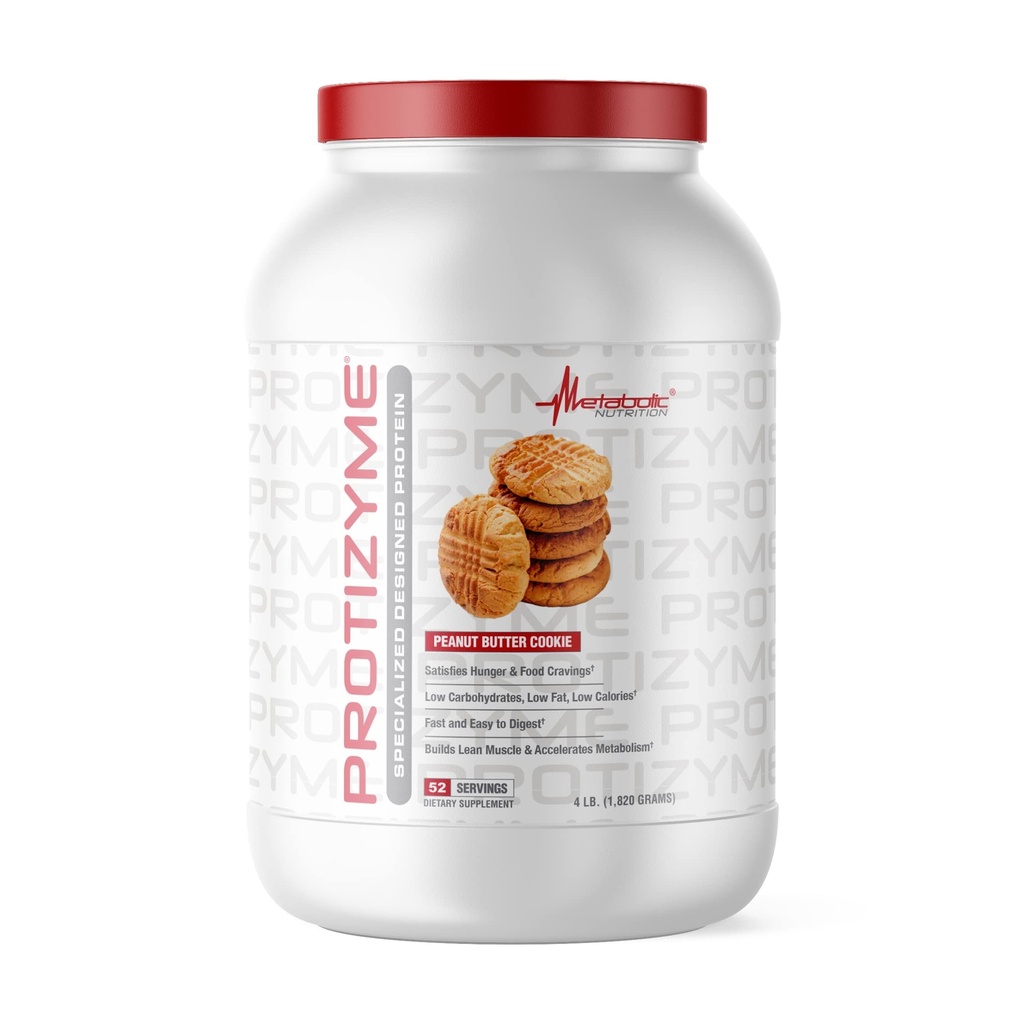 Metabolic Nutrition, Protizyme, 100% Whey Protein Powder, High Protein, Low Carb, Low Fat Whey Protein, Digestive Enzymes, 24 Essential Vitamins and Minerals, 4 Pound (52 ser)